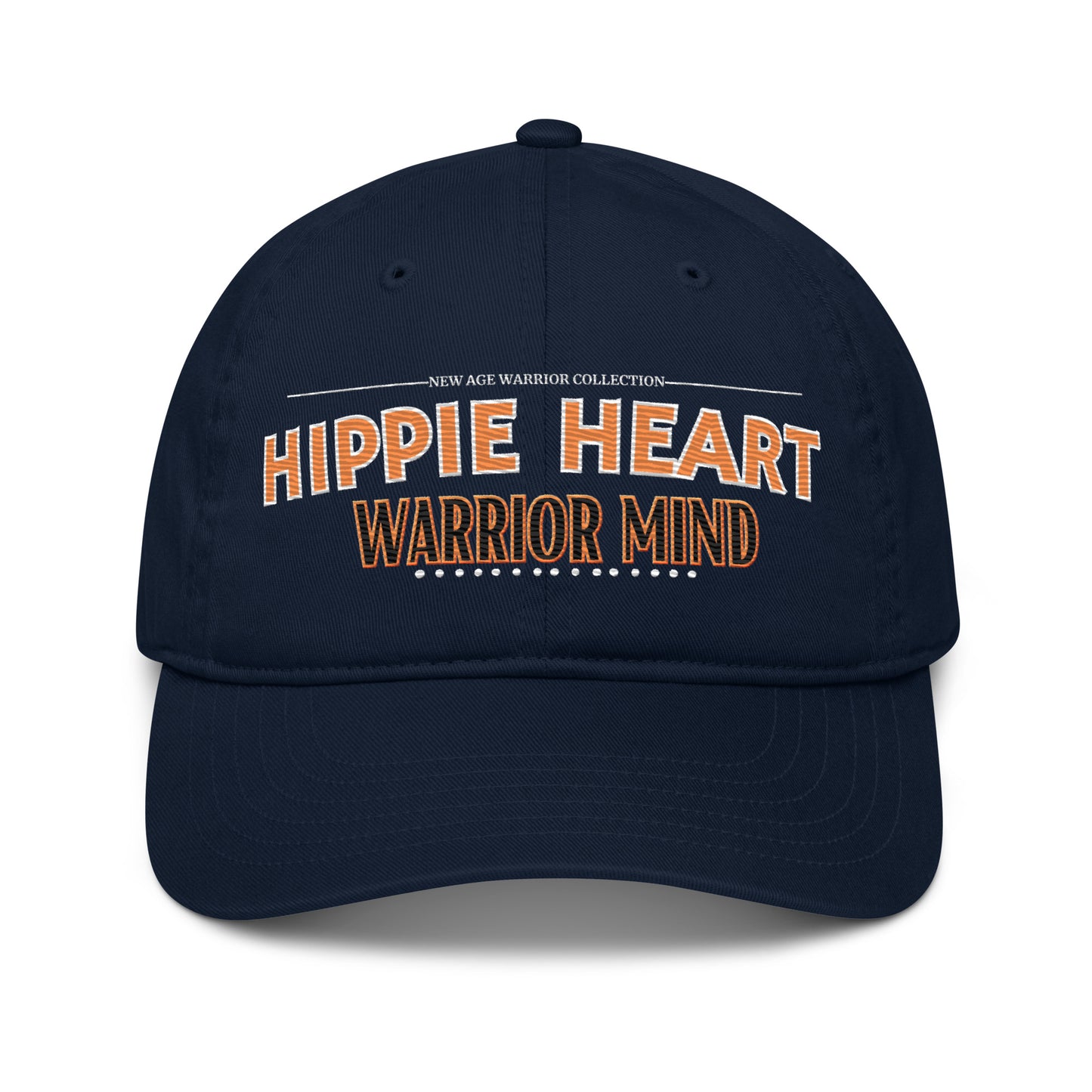 Hippie Heart Warrior Mind – Nachhaltige Bio Baseball Cap in der Farbe dunkelblau