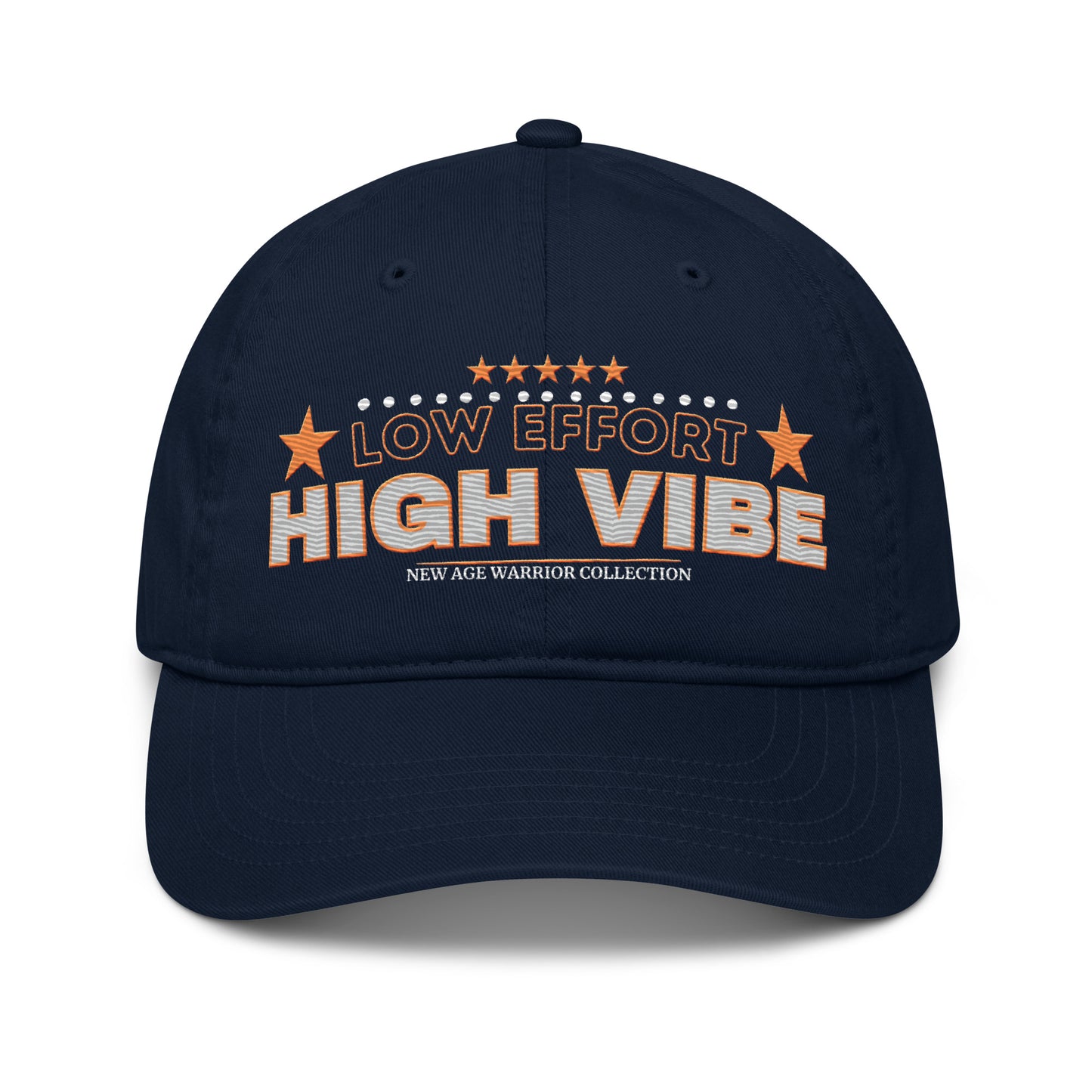 Low Effort High Vibe – Nachhaltige Bio Baumwolle Baseball Cap in der Farbe dunkelblau