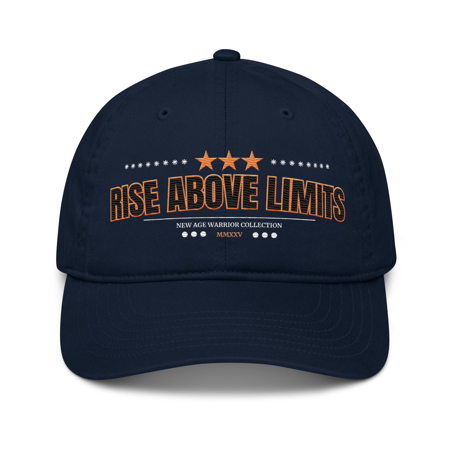 Rise Above Limits – Nachhaltige Bio Baumwolle Baseball Cap in der Farbe dunkelblau