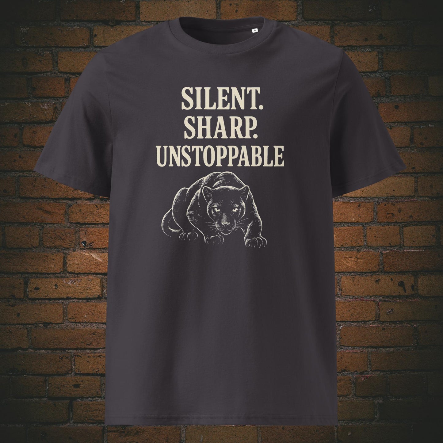T-Shirt Minimalist mit Panther un Schriftzug - Farbe: anthrazit