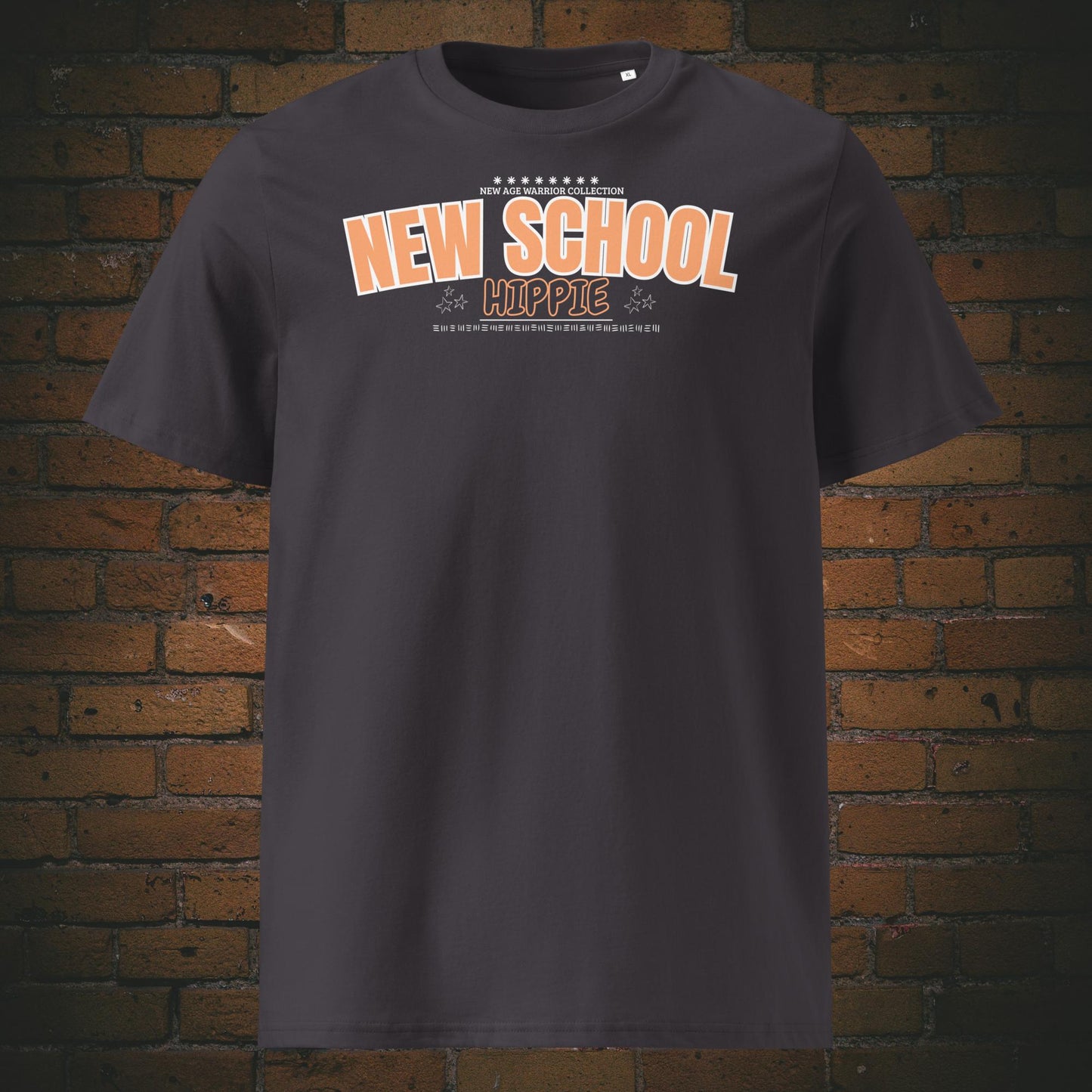 Spruch Bio-Baumwoll T-Shirt in schwarz mit weiß oanger Schriftfarbe gedruckt auf anthraziter Bio Baumwolle