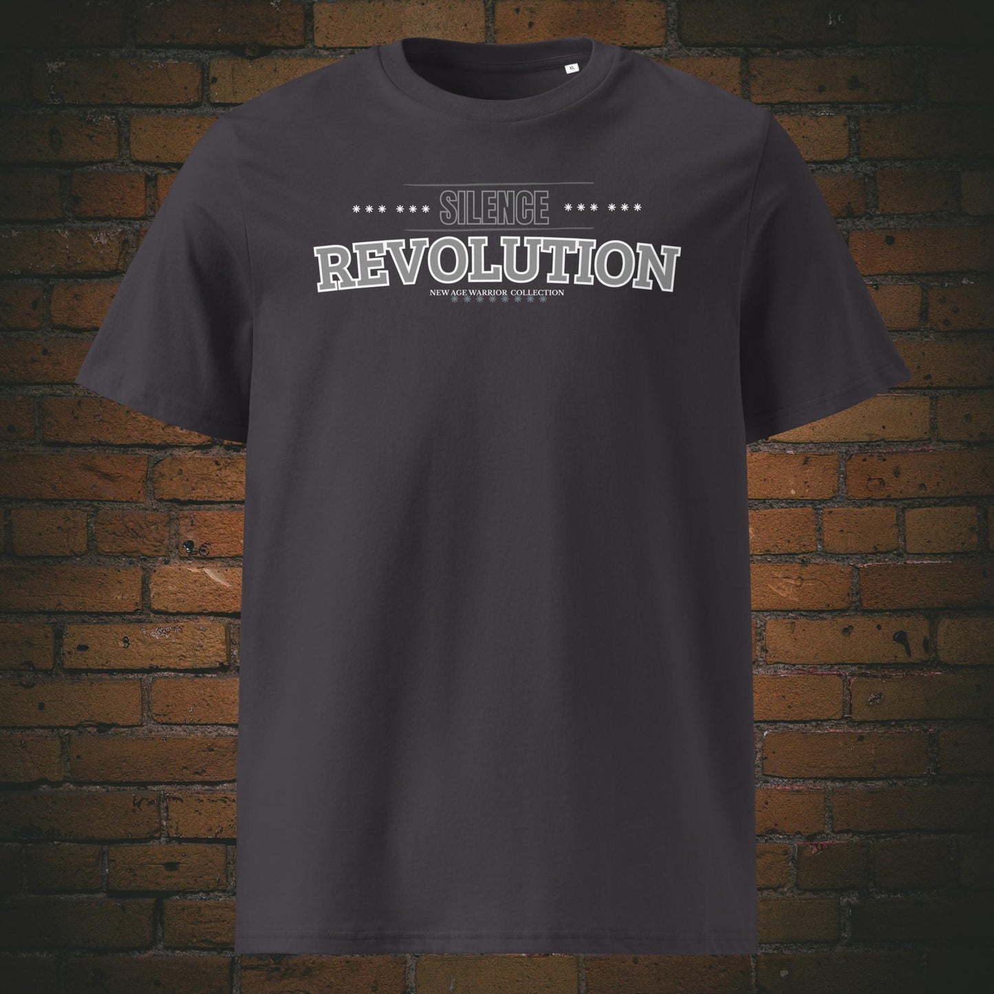 Silence Revolution – Statement Bio-Baumwoll T-Shirt Unisex in der Farbe anthrazit