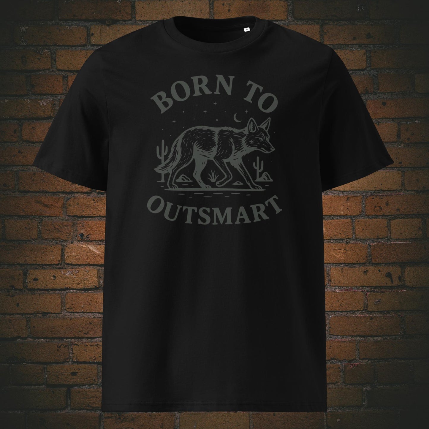 Minimalistisches Coyote Shirt mit Spruch - gedruckt auf Bio-Baumwolle - T-Shirt Farbe: schwarz