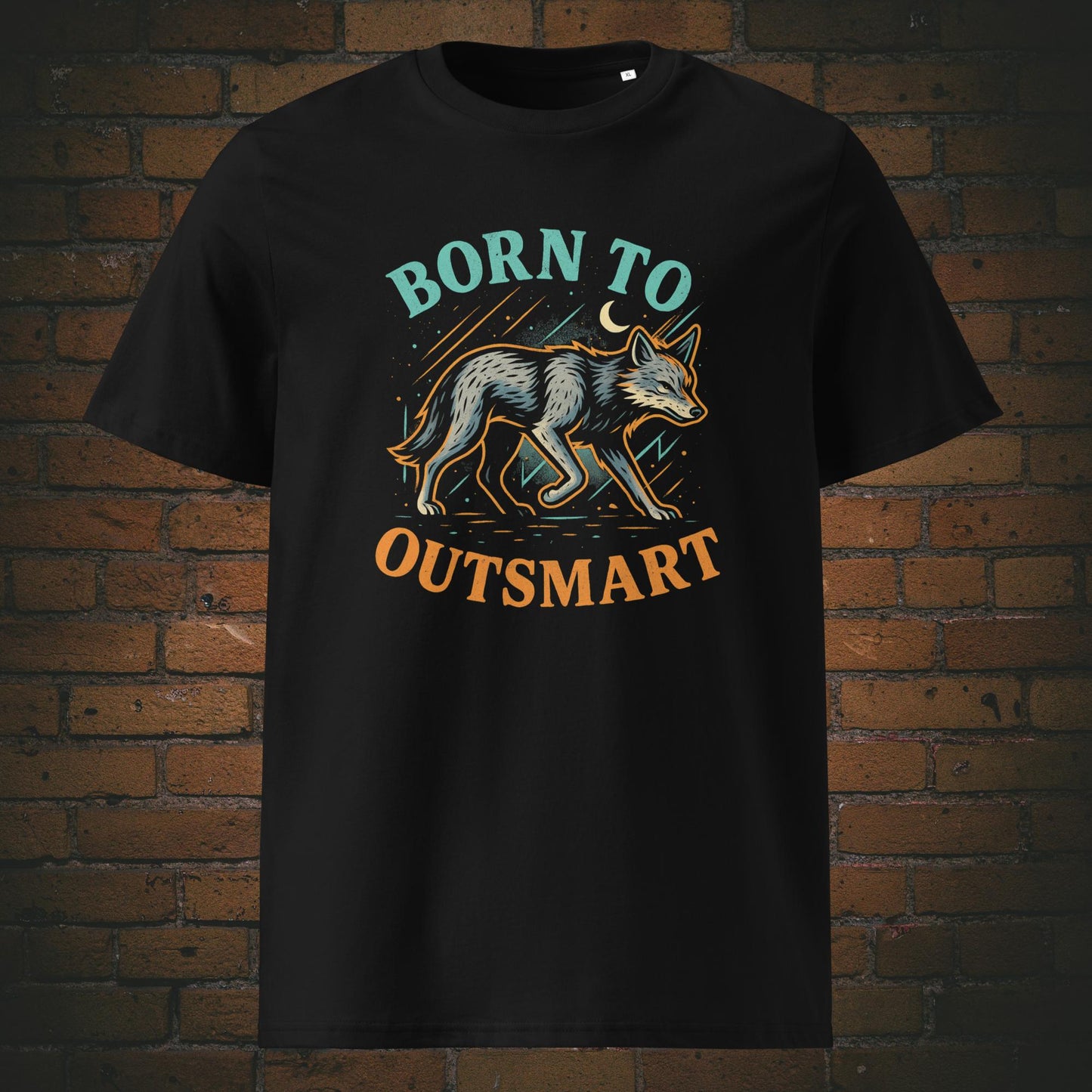Coyote im farbenfrohen Urban Style mit Spruch - Druck auf T-Shirt in der Farbe schwarz