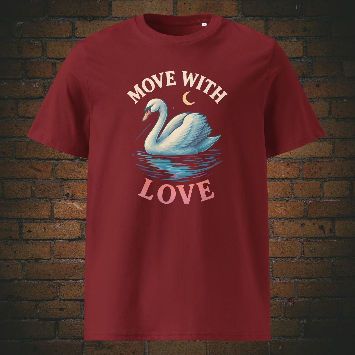 Schwan im Urban Stil mit Spruch - T-Shirt hat die Farbe: weinrot