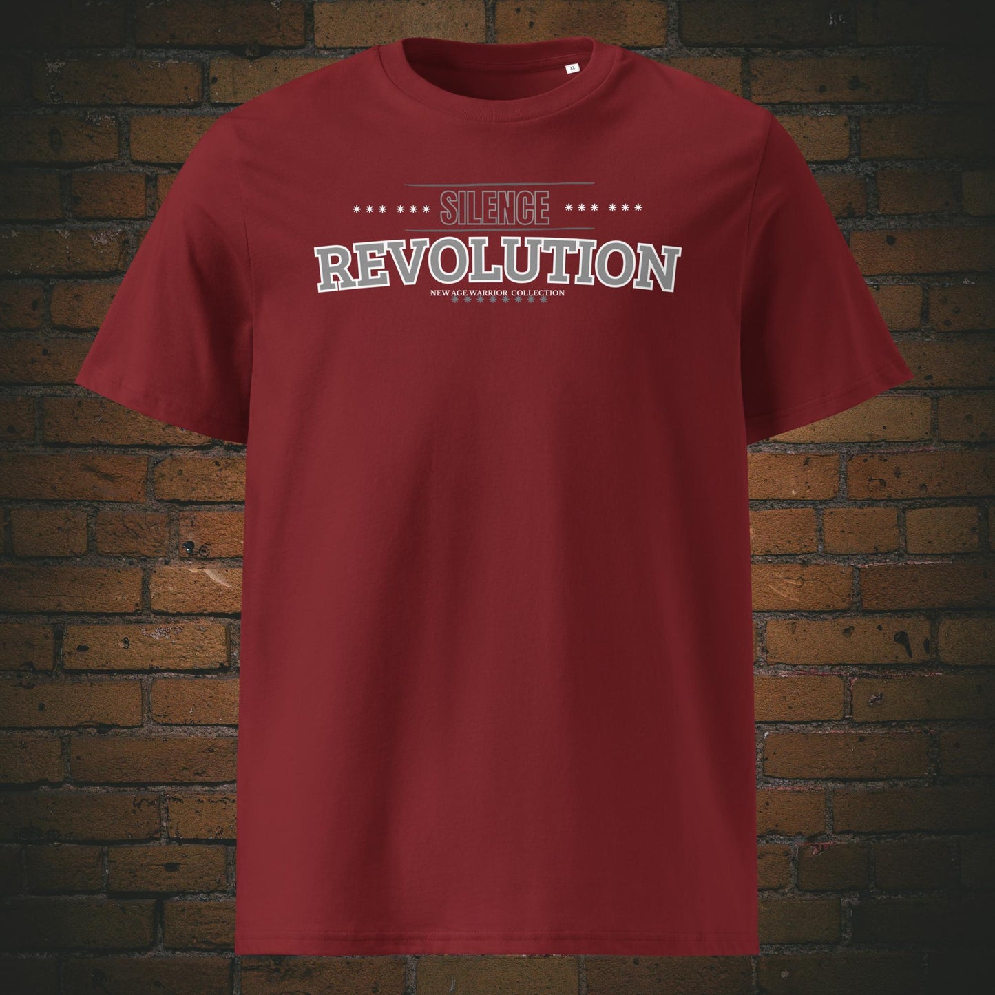 Silence Revolution – Statement Bio-Baumwoll T-Shirt Unisex in der Farbe weinrot