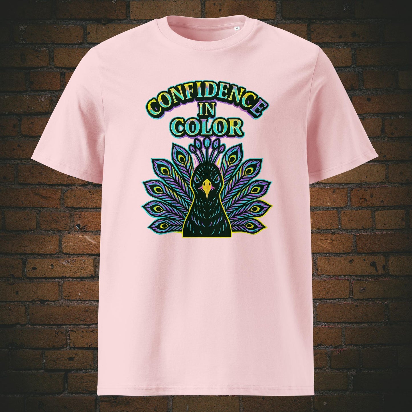 Urban Pfau Bio-T-Shirt – Confidence in Color Motiv, knallige Farben - Shirtfarbe: rosa