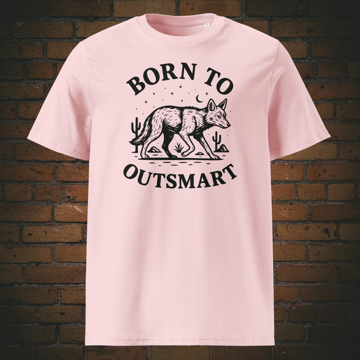 Minimalistisches Coyote Shirt mit Spruch - gedruckt auf Bio-Baumwolle - T-Shirt Farbe: rosa