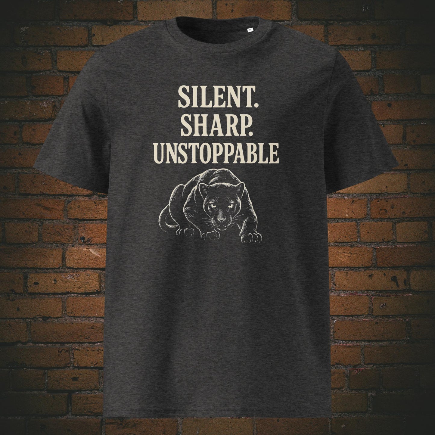 T-Shirt Minimalist mit Panther un Schriftzug - Farbe: dunkelgrau