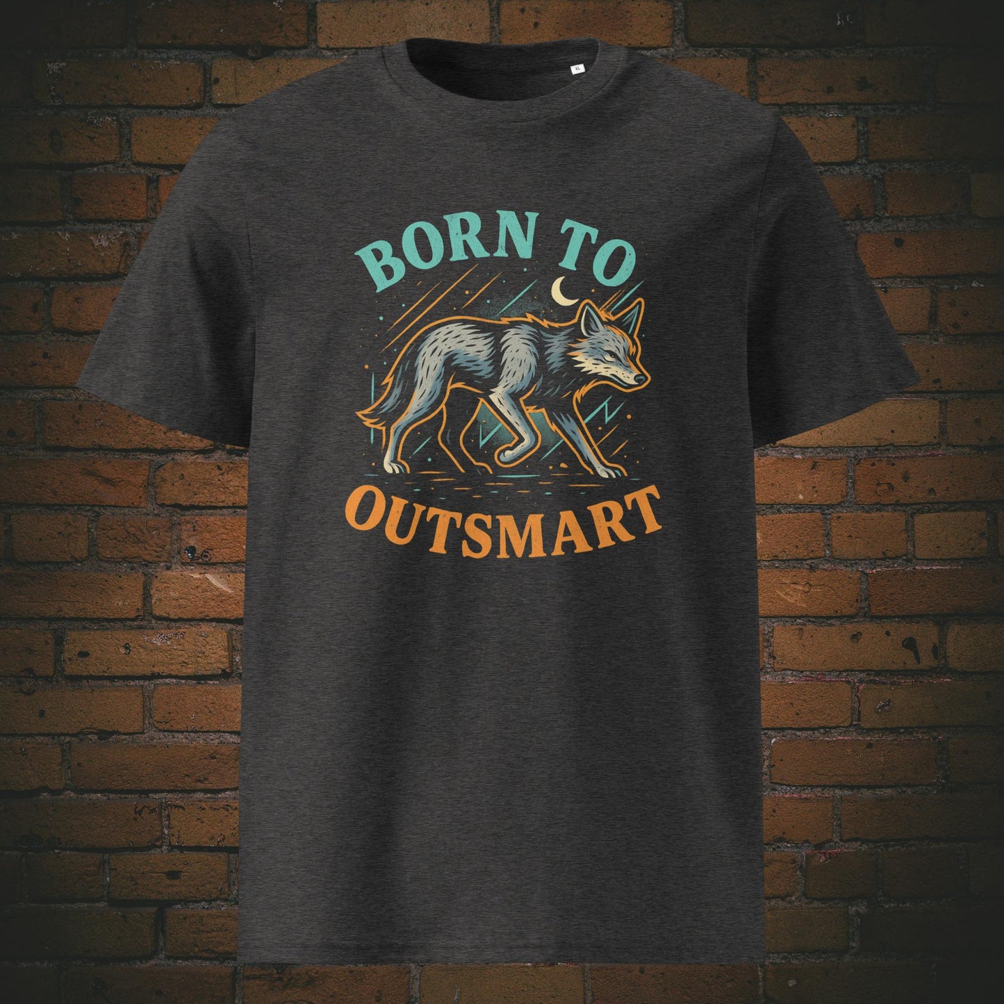 Coyote im farbenfrohen Urban Style mit Spruch - Druck auf T-Shirt in der Farbe dunkelgrau