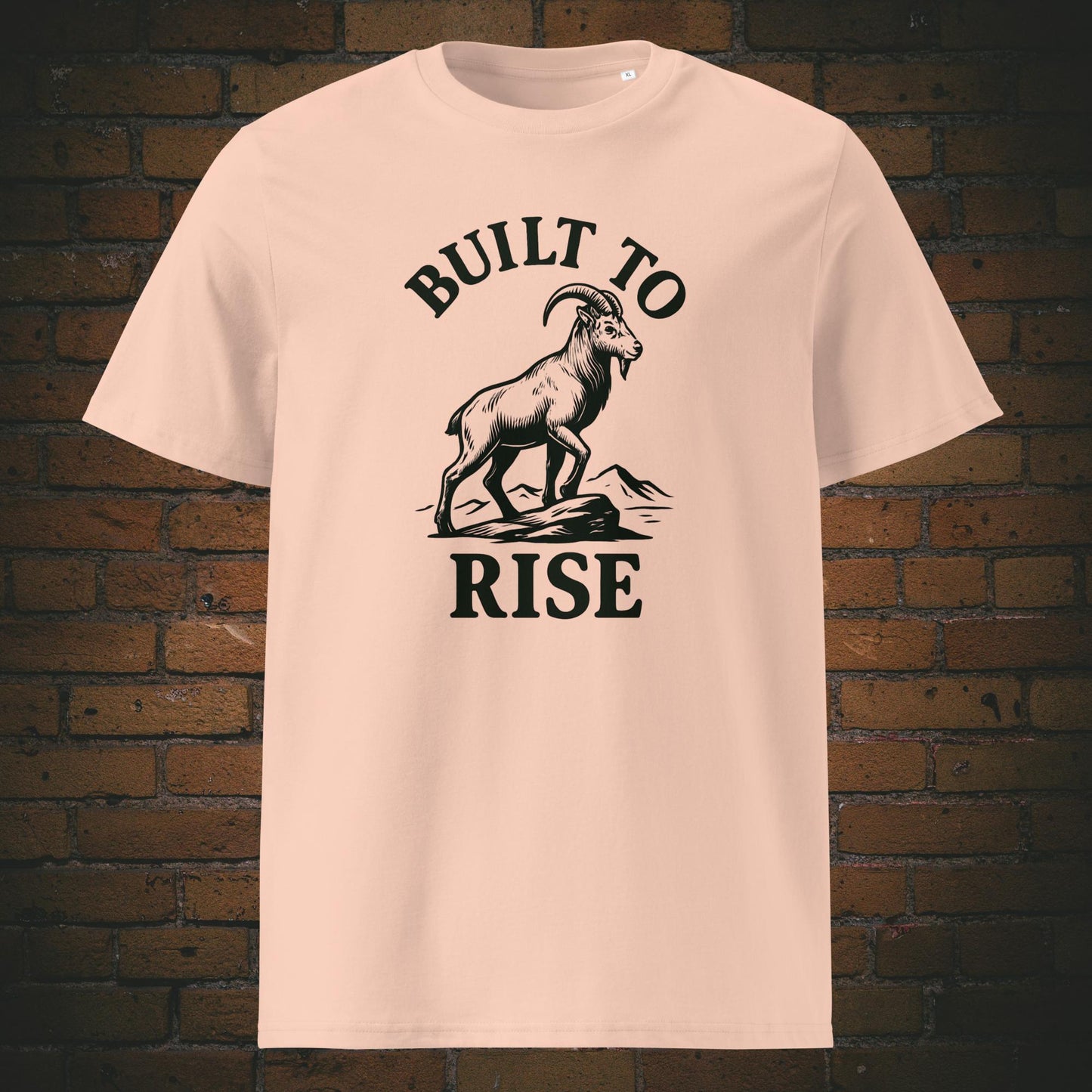 Krafttier Steinbock Shirt mit Spruch Minimalistisch Schwarz - T-Shirt Farbe: Pfirsichfarben