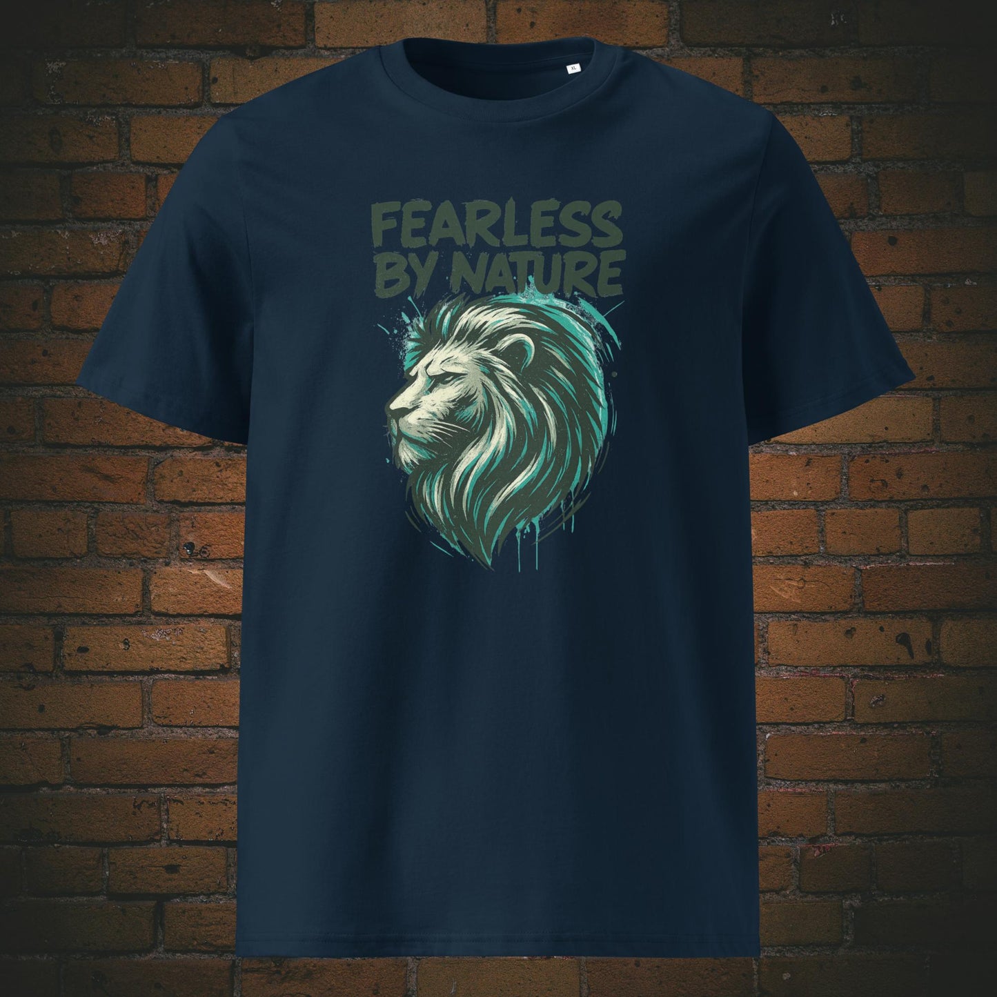 Löwenkopf Shirt mit Spruch - T-Shirt hat die Farbe dunkelblau