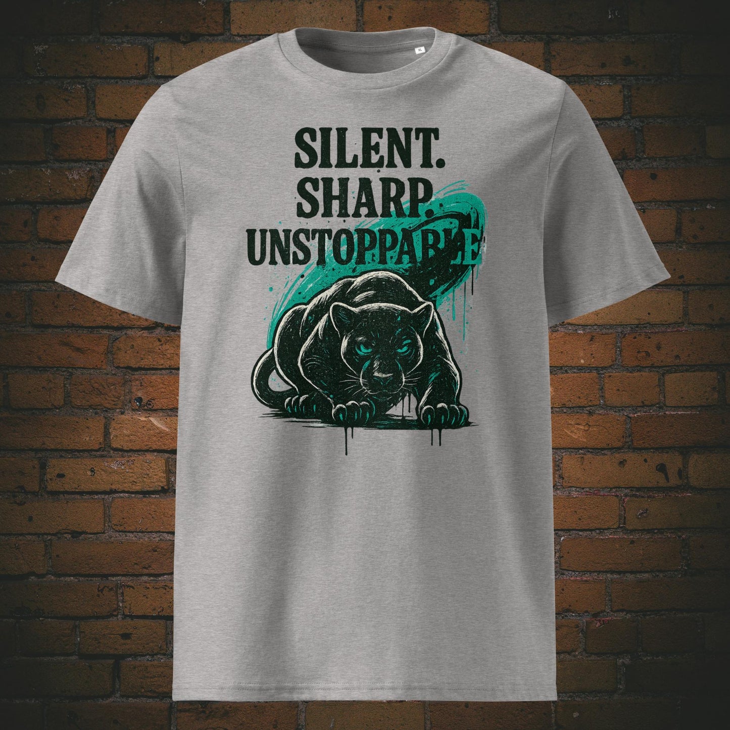 Panther Urban Style auf T-Shirt mit Spruch - Shirt in der Farbe: hellgrau