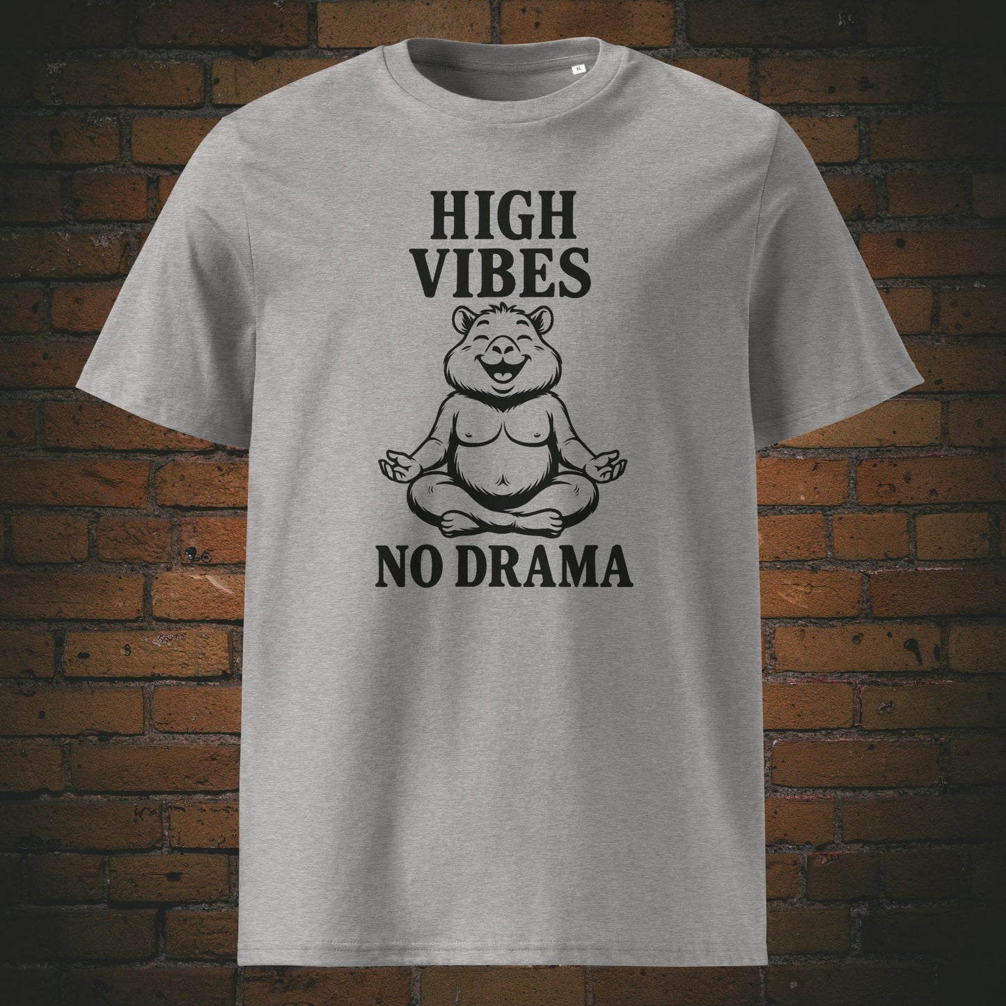 Meditations Shirt mit Zen-Bär und Spruch - T-Shirt in der Farbe: hellgrau