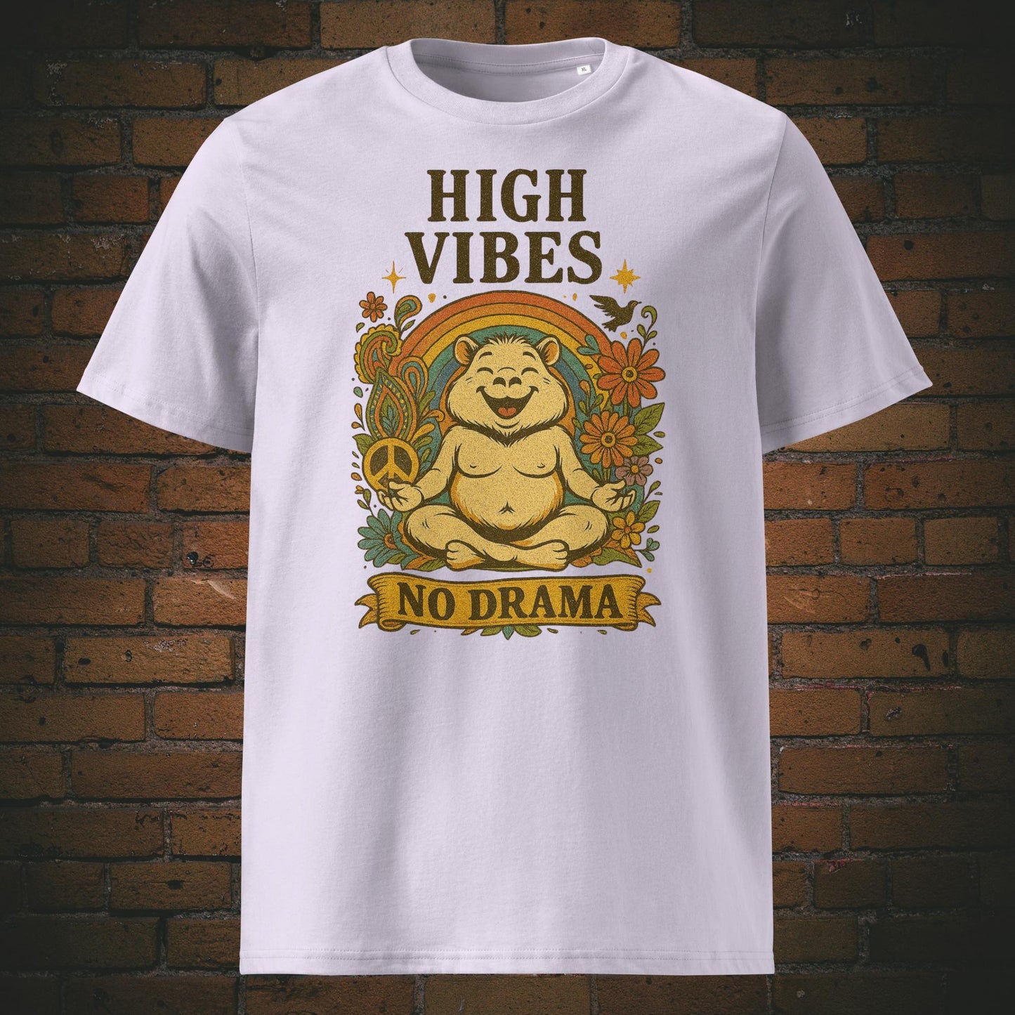 Yoga Shirt mit Zen Bär im Hippie Modus - T-Shirt Farbe: lavendel