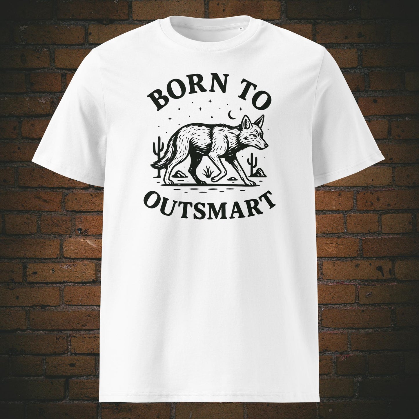 Minimalistisches Coyote Shirt mit Spruch - gedruckt auf Bio-Baumwolle - T-Shirt Farbe: weiss