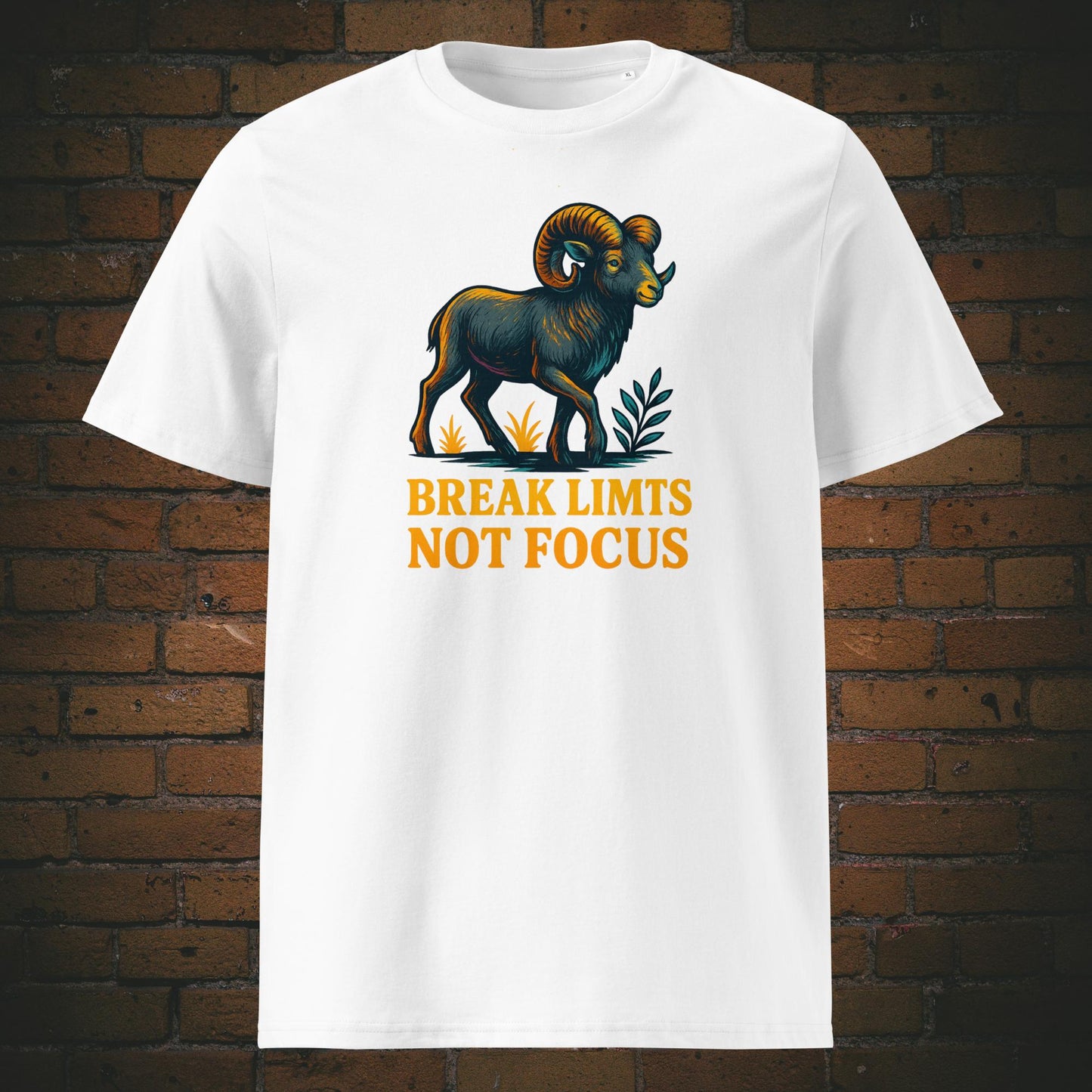 Urban Shirt mit Steinbock und Spruch - gedruckt auf der Farbe weiss