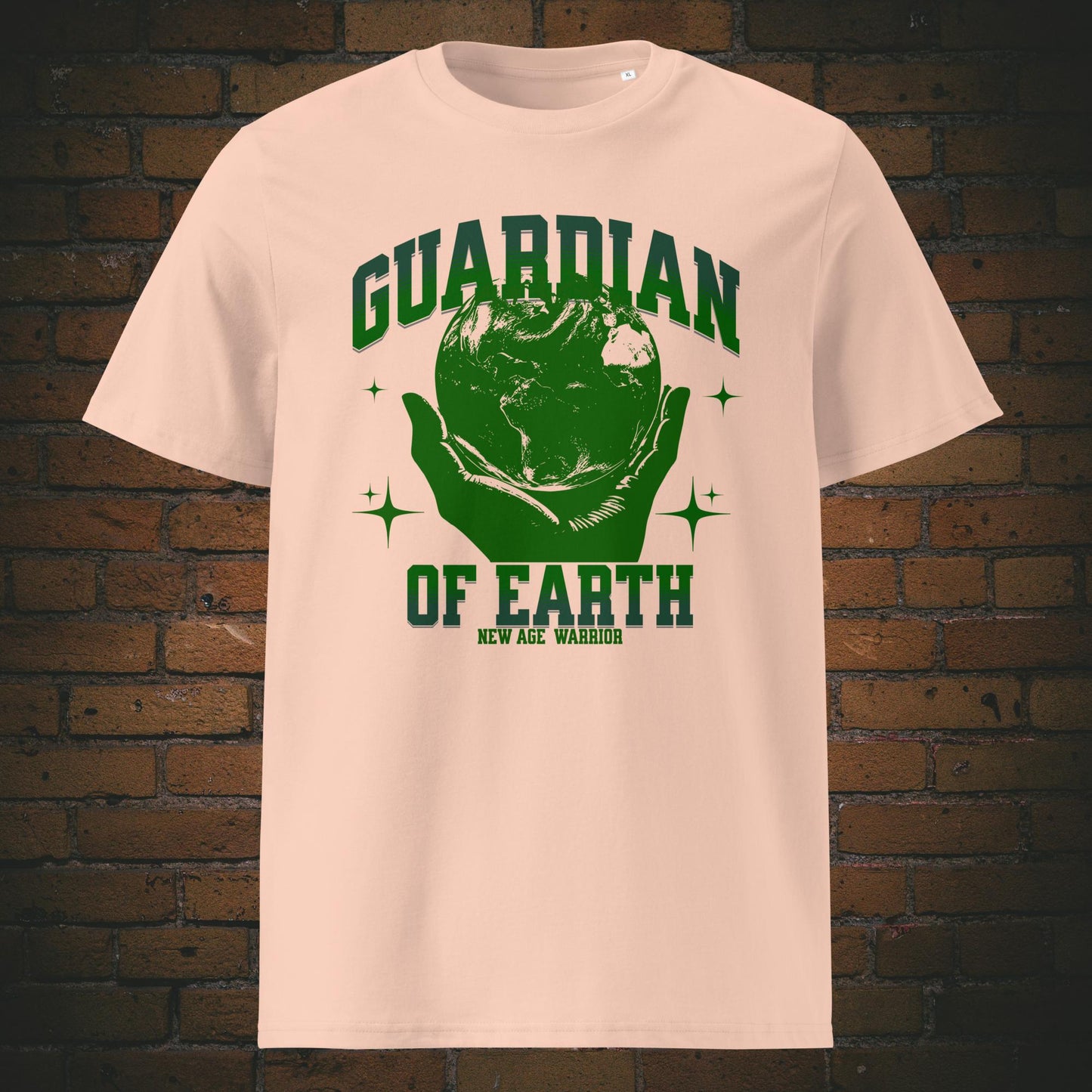 Guardian of Earth T-Shirt – Druck auf  Unisex Bio Baumwolle in der Farbe Pfirsich | New Age Warrior