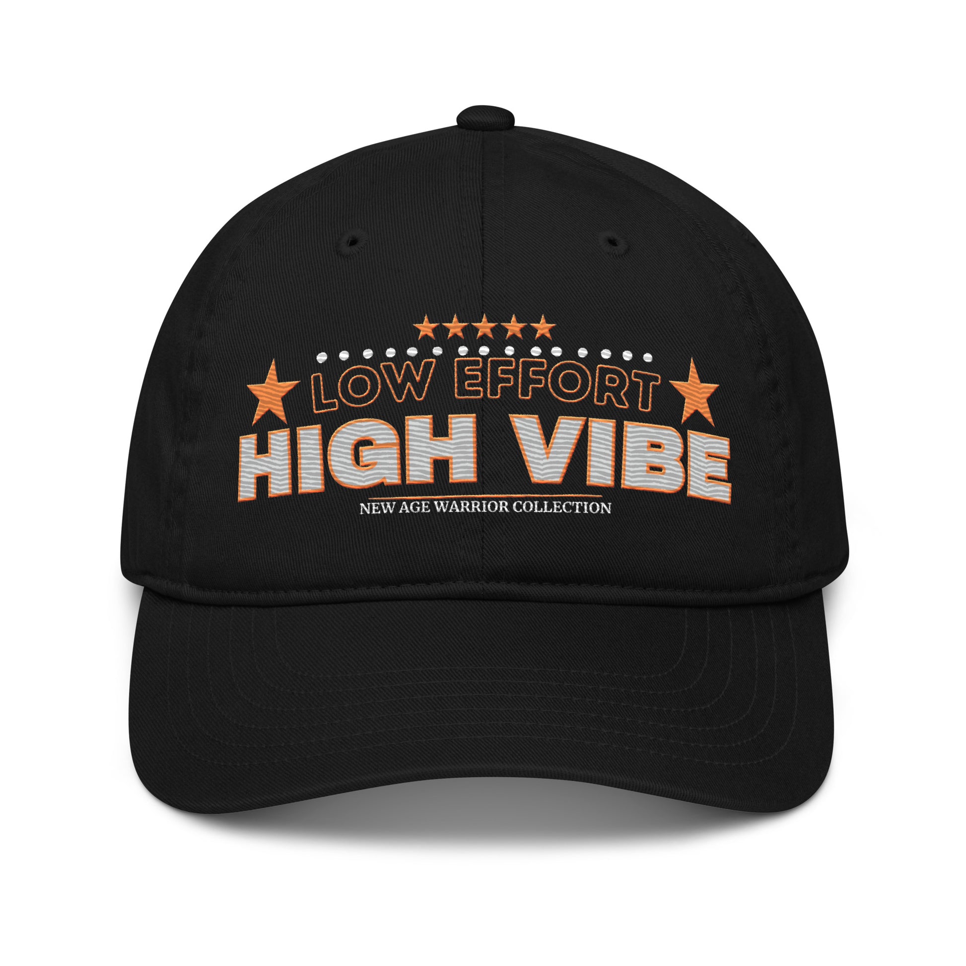 Low Effort High Vibe – Nachhaltige Bio Baumwolle Baseball Cap in der Farbe schwarz
