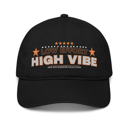 Low Effort High Vibe – Nachhaltige Bio Baumwolle Baseball Cap in der Farbe schwarz