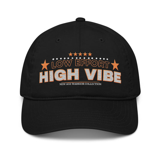 Low Effort High Vibe – Nachhaltige Bio Baumwolle Baseball Cap in der Farbe schwarz