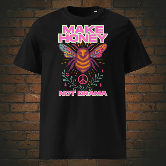 Shirt bedruckt mit Biene und rosa Schrift - Farbe vom T-Shirt: Schwarz
