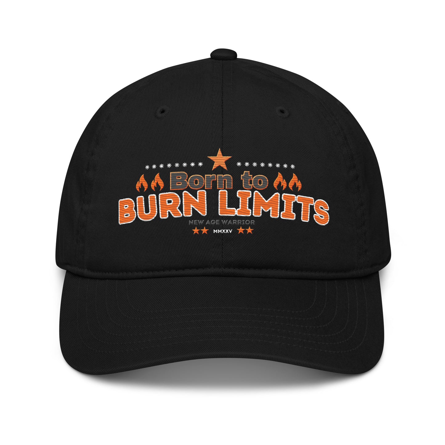 Nachhaltige Bio Baumwolle Baseball Cap - Spruch Born to Burn Limits in der Farbe schwarz