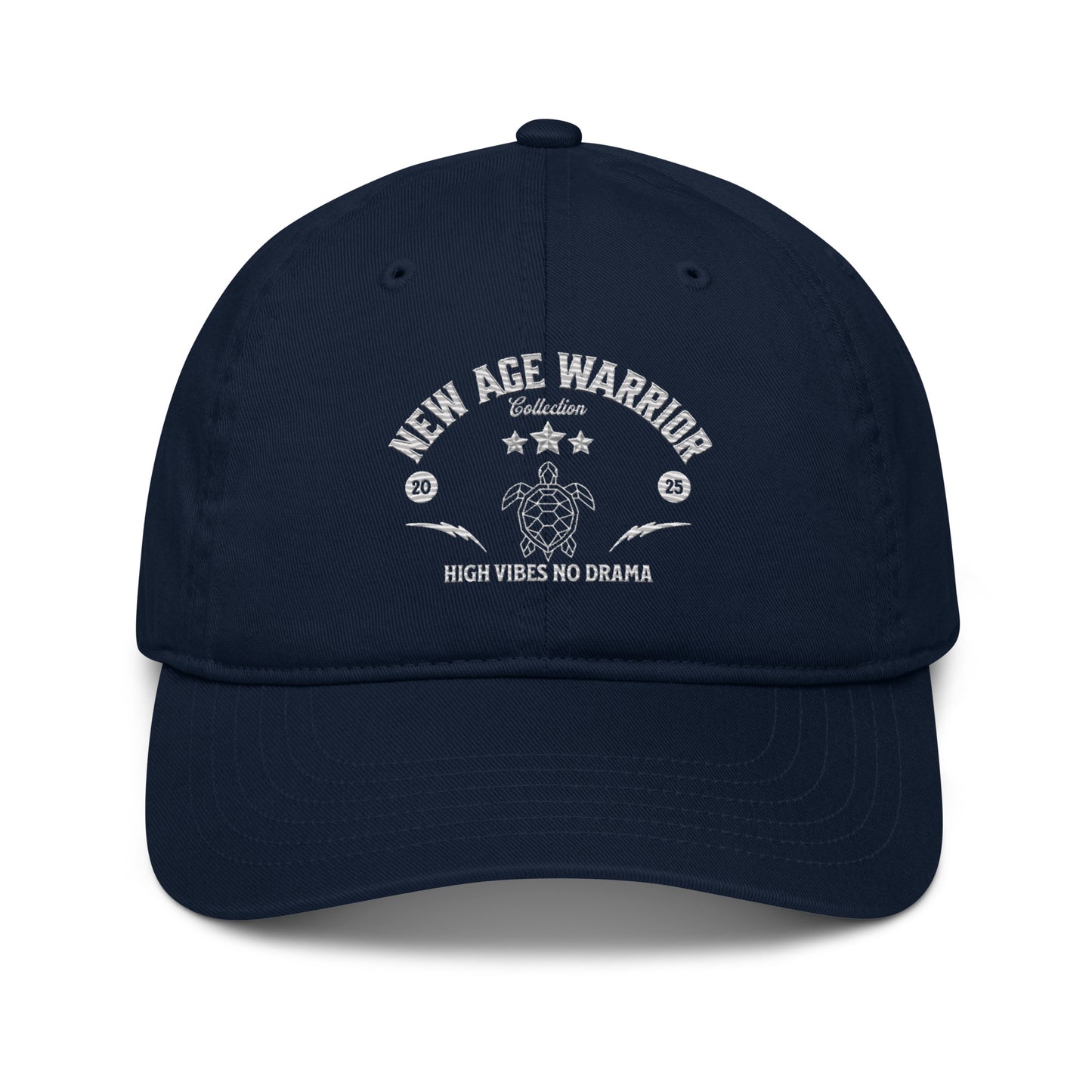 New Age Warrior Cap – High Vibes, No Drama | Chill mit Stil Bestickte Bio Baumwolle in der Farbe blau