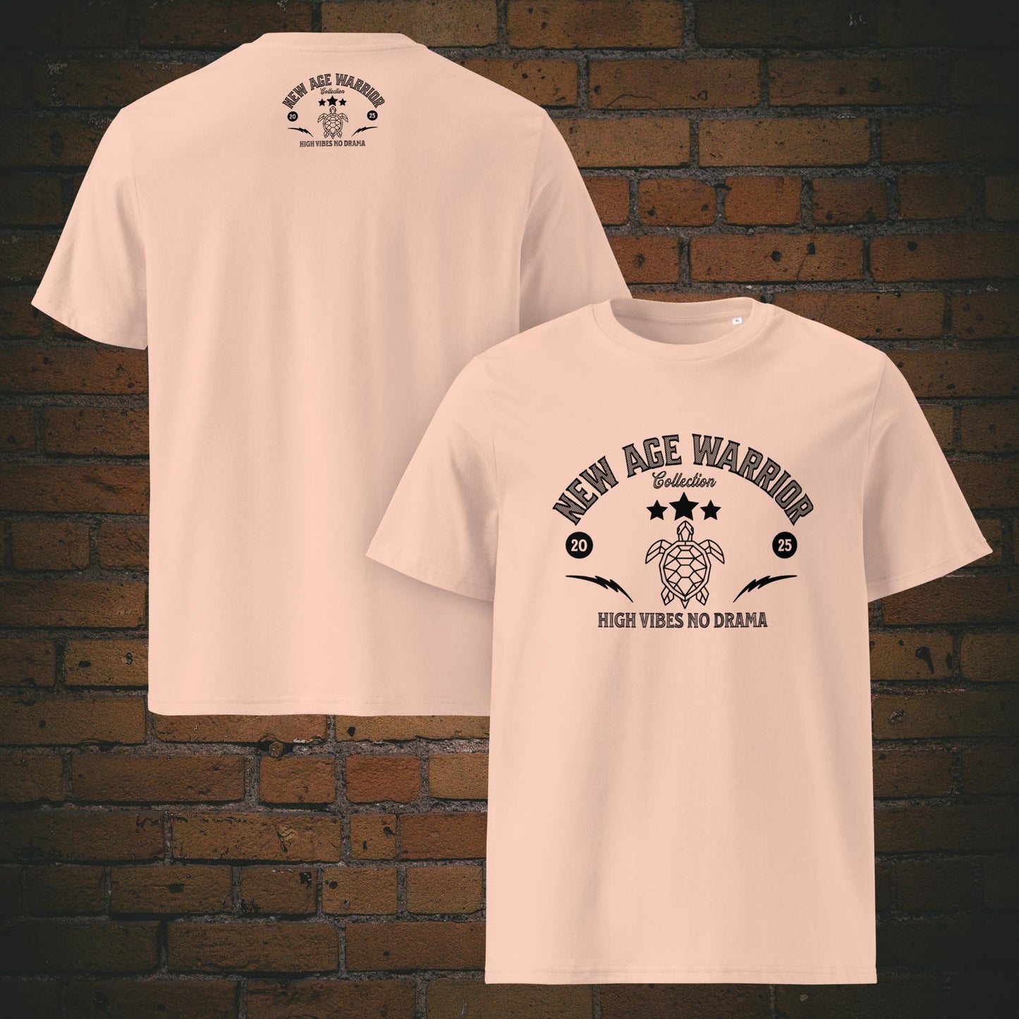 New Age Warrior T-Shirt Unisex – Druck auf Bio Baumwolle Farbe Pfirsich