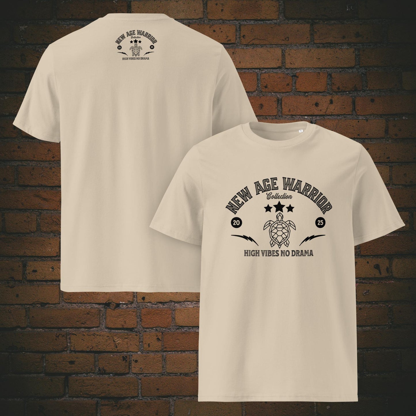 New Age Warrior T-Shirt Unisex – Druck auf Bio Baumwolle Farbe Sand