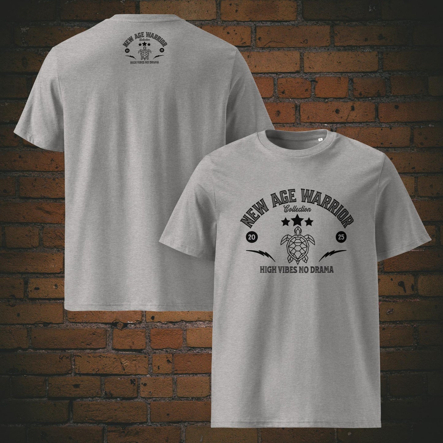 New Age Warrior T-Shirt Unisex – Druck auf Bio Baumwolle Farbe hellgrau