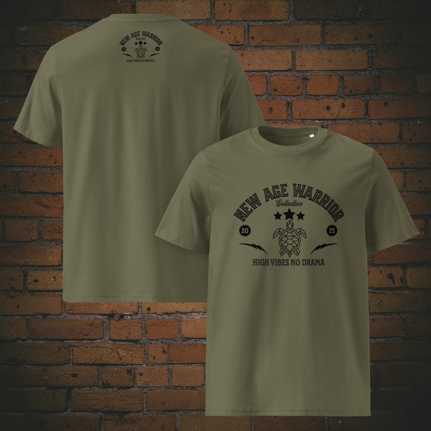 New Age Warrior T-Shirt Unisex – Druck auf Bio Baumwolle Farbe khaki