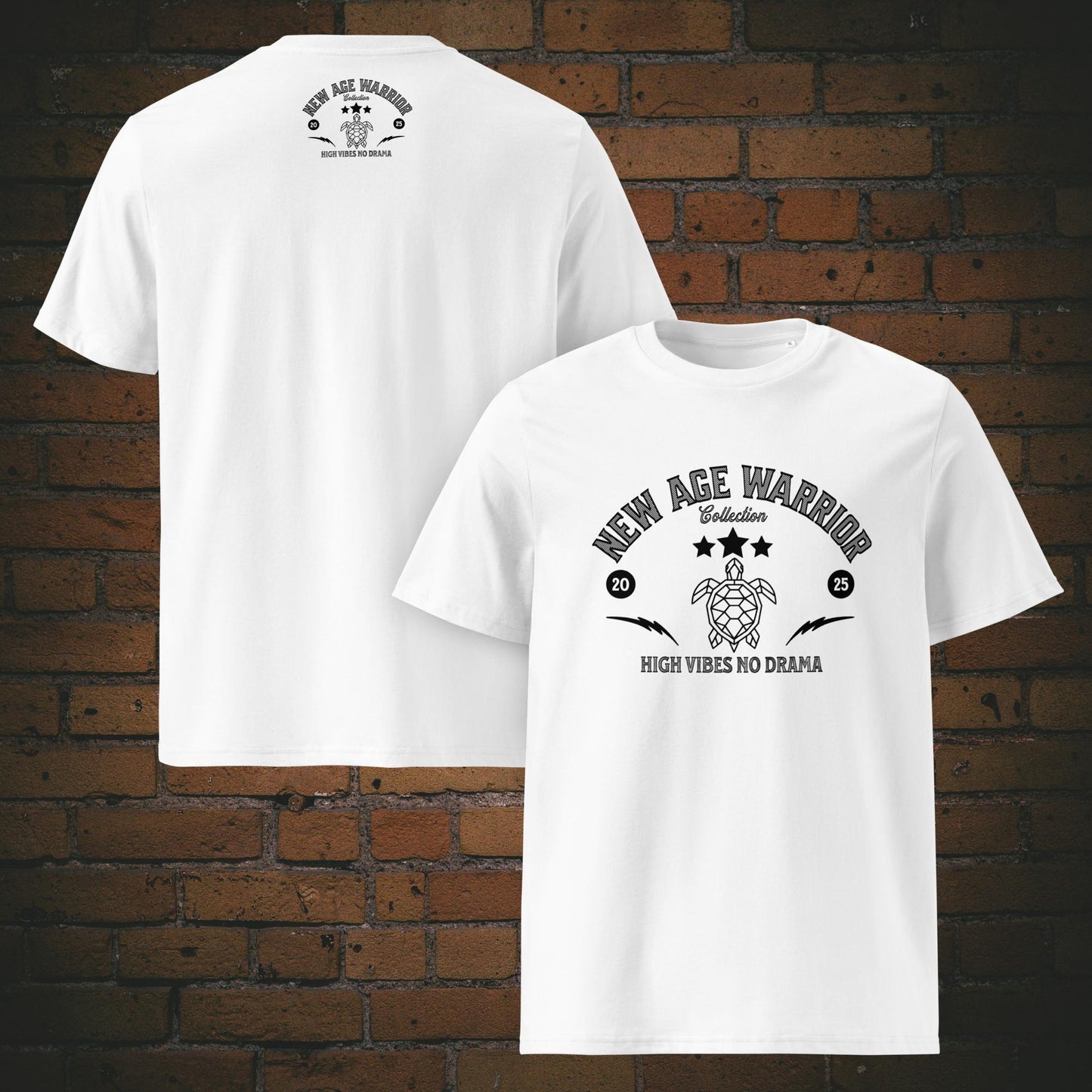 New Age Warrior T-Shirt Unisex – Druck auf Bio Baumwolle Farbe weiss