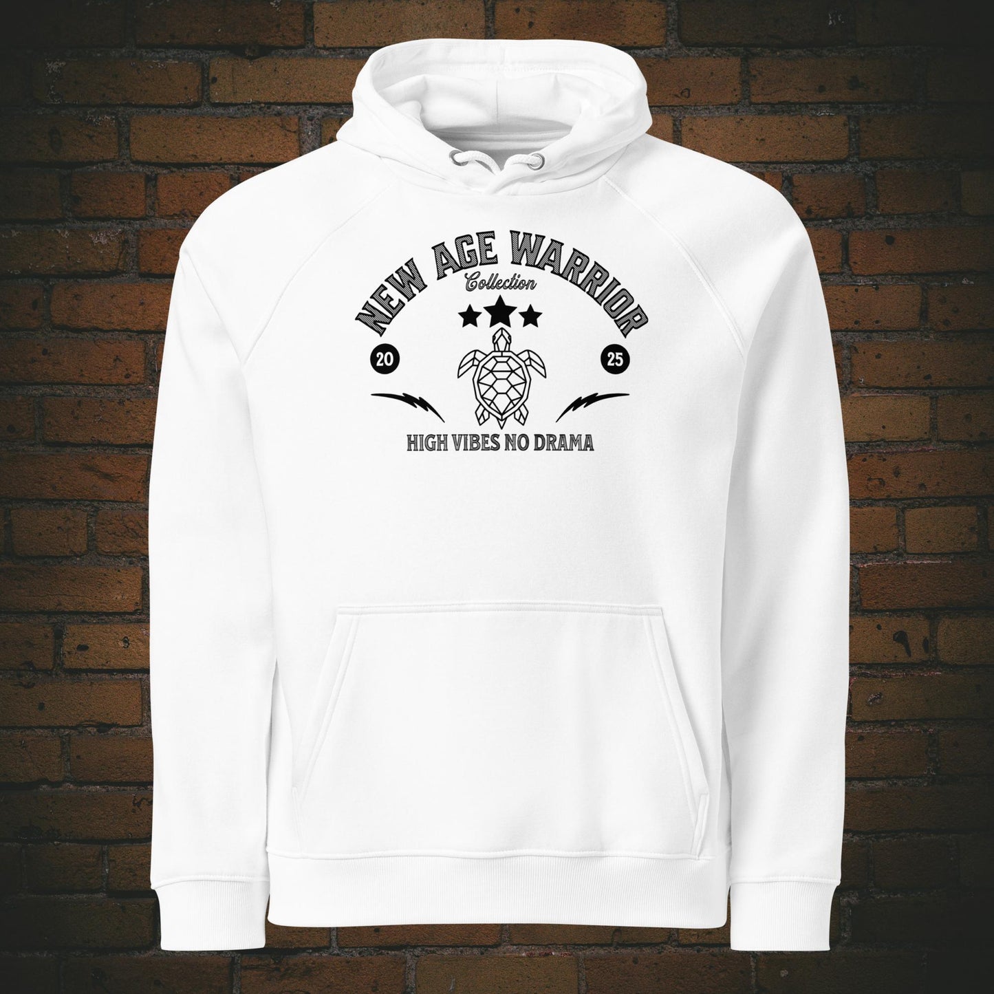 Spirit of Nature Hoodie – Spirituelles Hippie Design Unisex | Bio Baumwolle in der farbe weiss - Druck auf der Brust