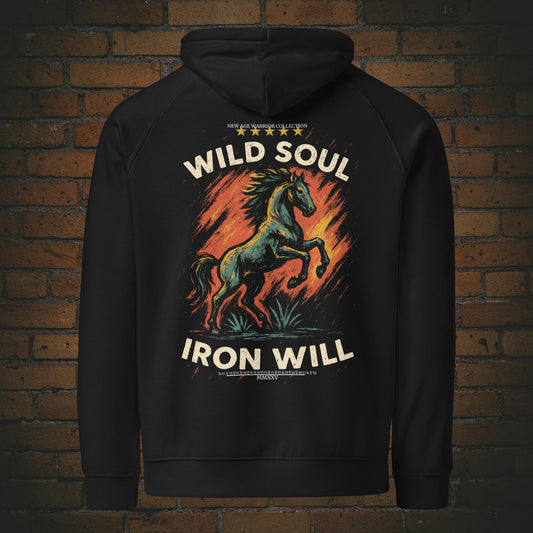 Kapuzenpullover mit Druck - Pferd, Flammen und Spruch - Hoodie Farbe: schwarz