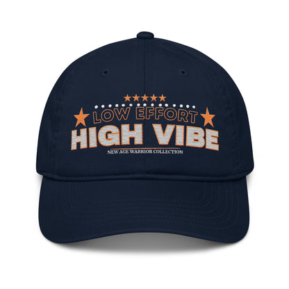 Low Effort High Vibe – Nachhaltige Bio Baumwolle Baseball Cap in der Farbe dunkelblau