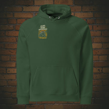 Hoodie Panther Good Vibes – Hippie Flower Power Unisex Bio - Druck auf der Brust - Kapuzenpullover in der Farbe: grün