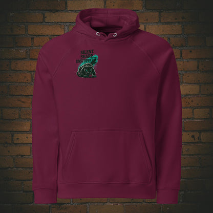 Silent Sharp Unstoppable Hoodie – Panther Bio Unisex - Druck auf der Brust - Kapuzenpullover in der Farbe weinrot