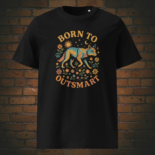 Hippie Shirt mit Coyoten und Spruch - gedruckt auf schwarzen Baumwoll T-Shirt