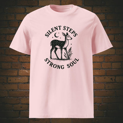 Silent Steps Strong Soul Bio-T-Shirt – nachhaltiges Statement-Shirt mit Reh-Motiv - rosa
