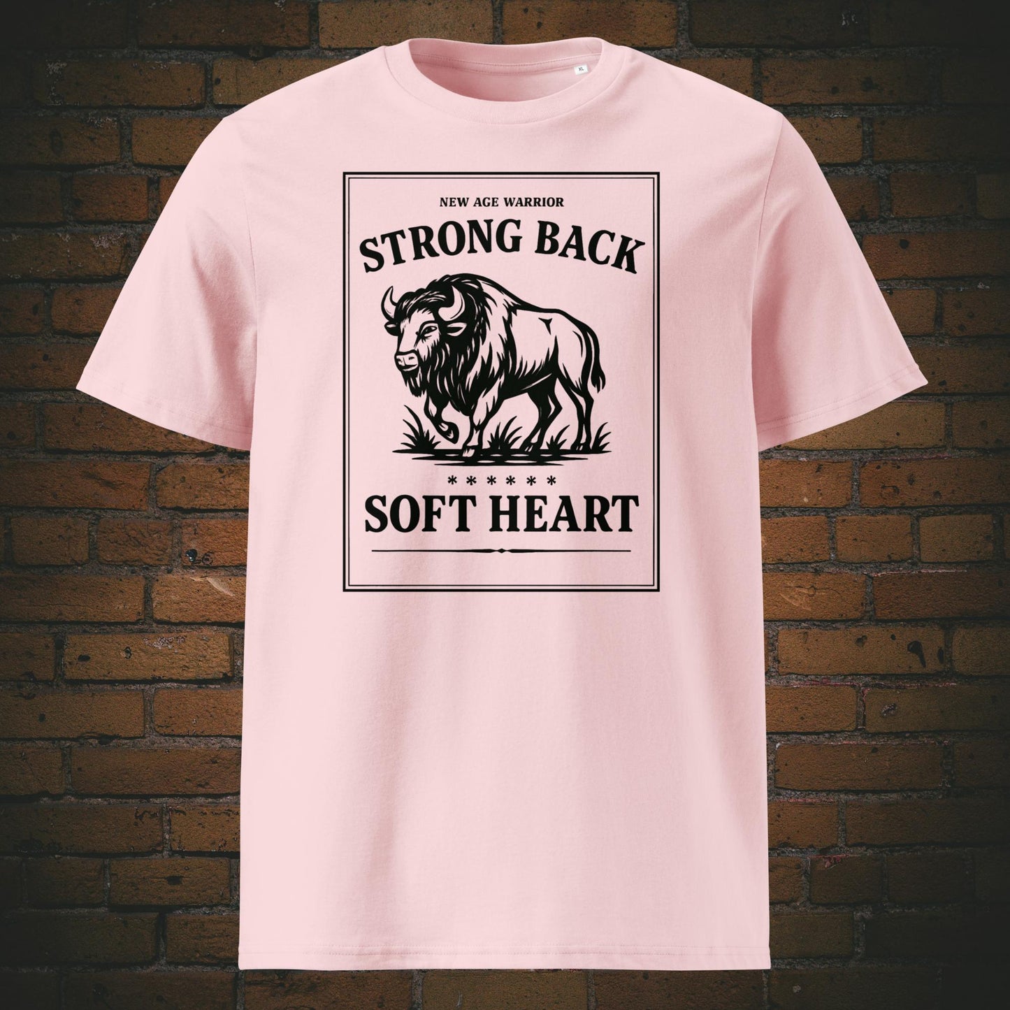 Minimalistischer Büffel in schwarz mit Spruch - Gedruckt auf T-Shirt in der Farbe: rosa