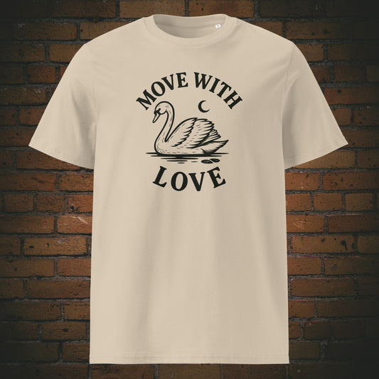 Schwan Shirt minmalistisch mit Spruch - T-Shirt hat die Farbe: Sand