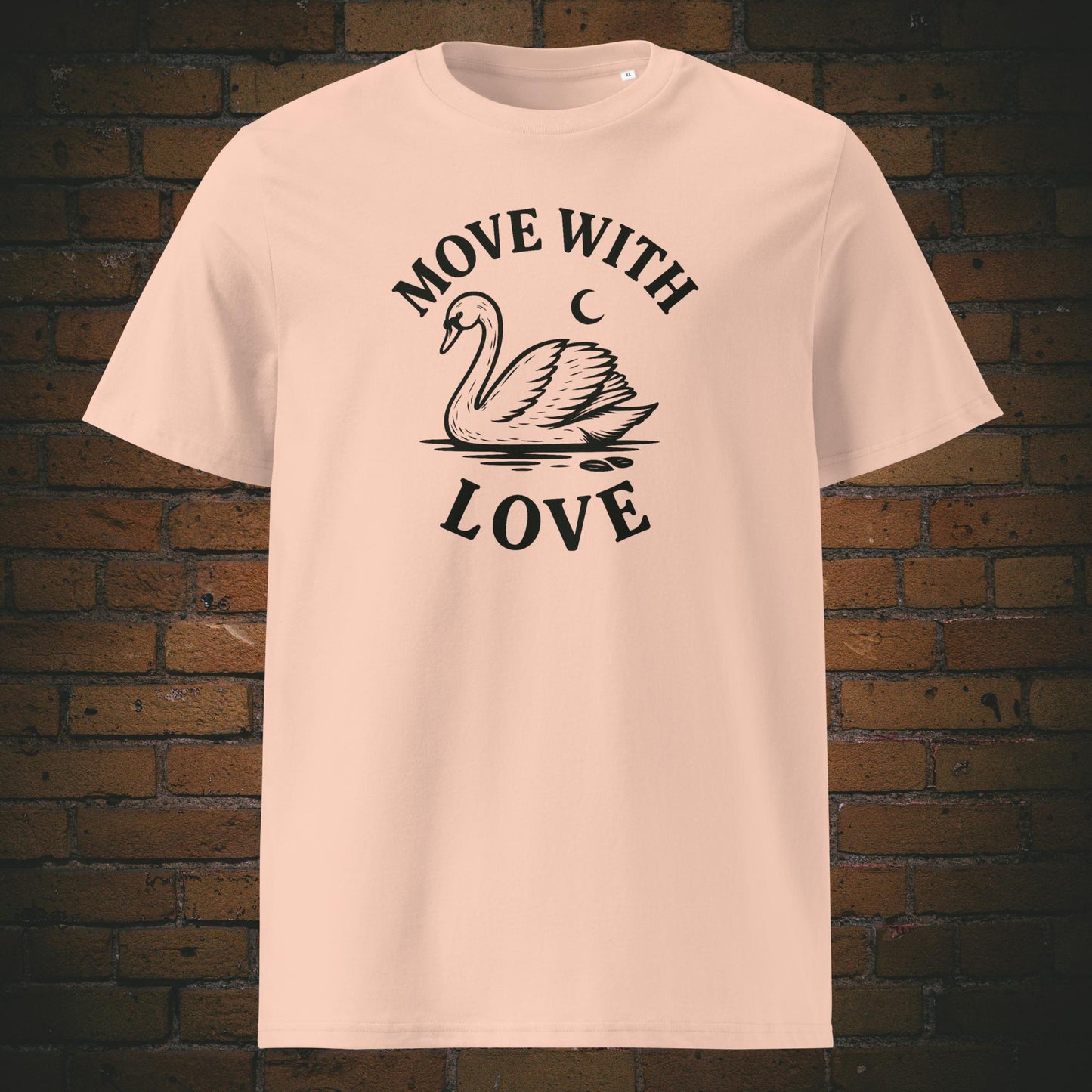 Schwan Shirt minmalistisch mit Spruch - T-Shirt hat die Farbe: Pfirsichfarben