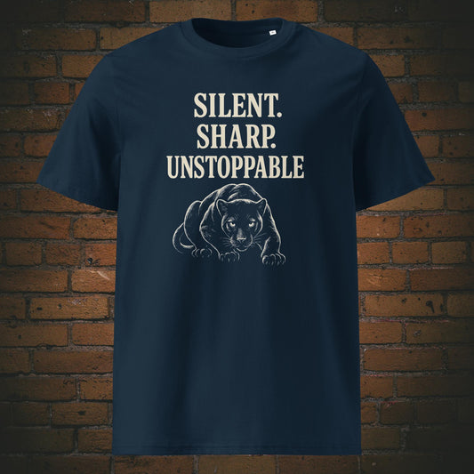 T-Shirt Minimalist mit Panther un Schriftzug - Farbe: dunkelblau