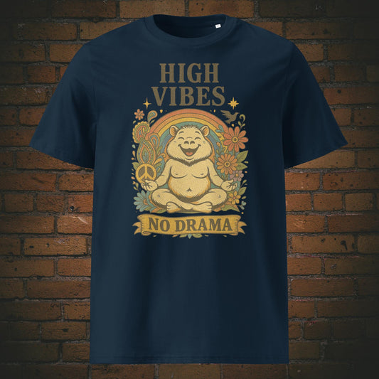 Yoga Shirt mit Zen Bär im Hippie Modus - T-Shirt Farbe: dunkelblau