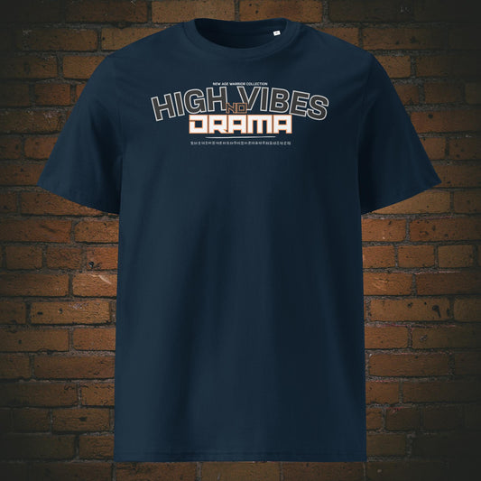 Spruch Bio-Baumwoll T-Shirt mit Statement Unisex - Druck auf dunkelblauer Farbe