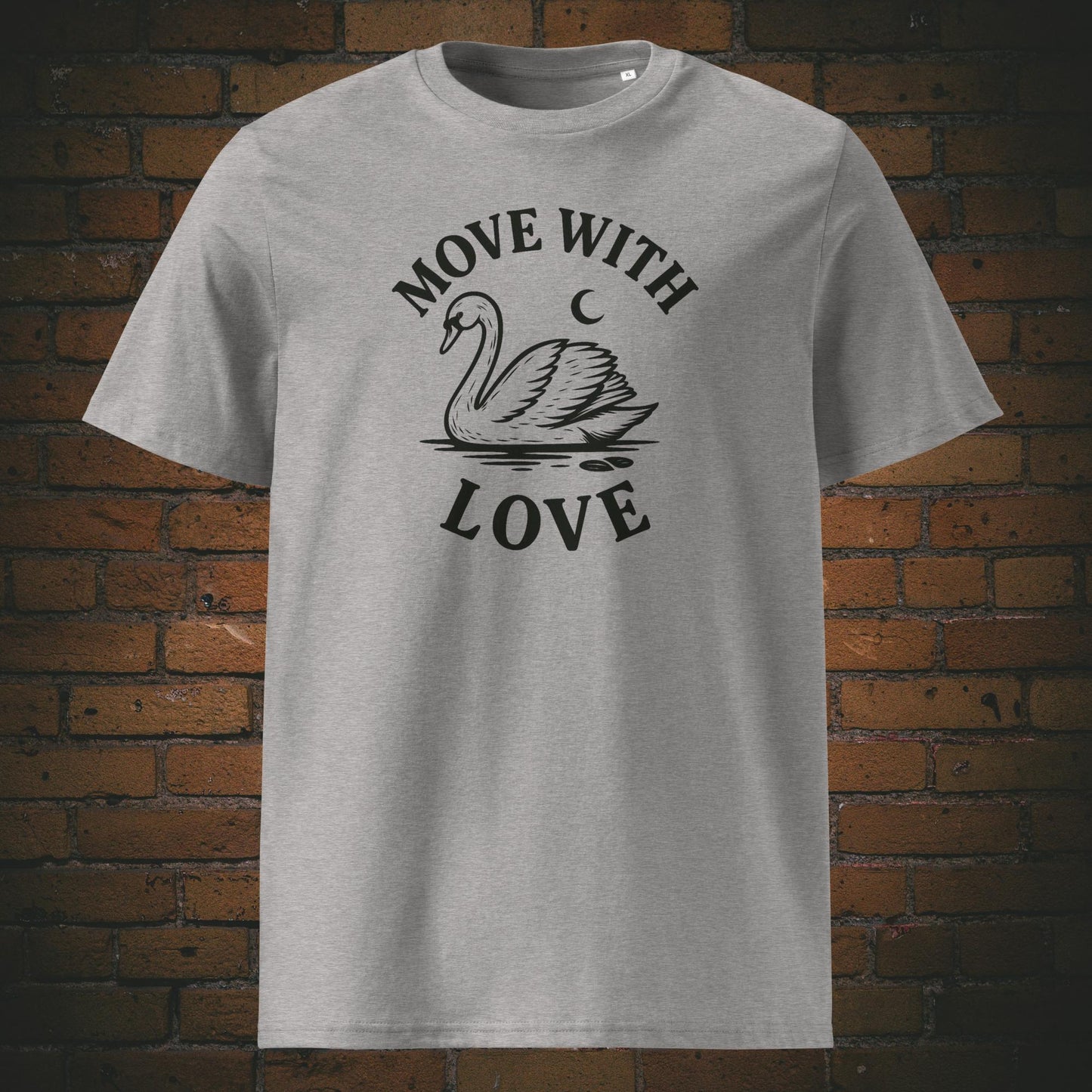 Schwan Shirt minmalistisch mit Spruch - T-Shirt hat die Farbe: hellgrau