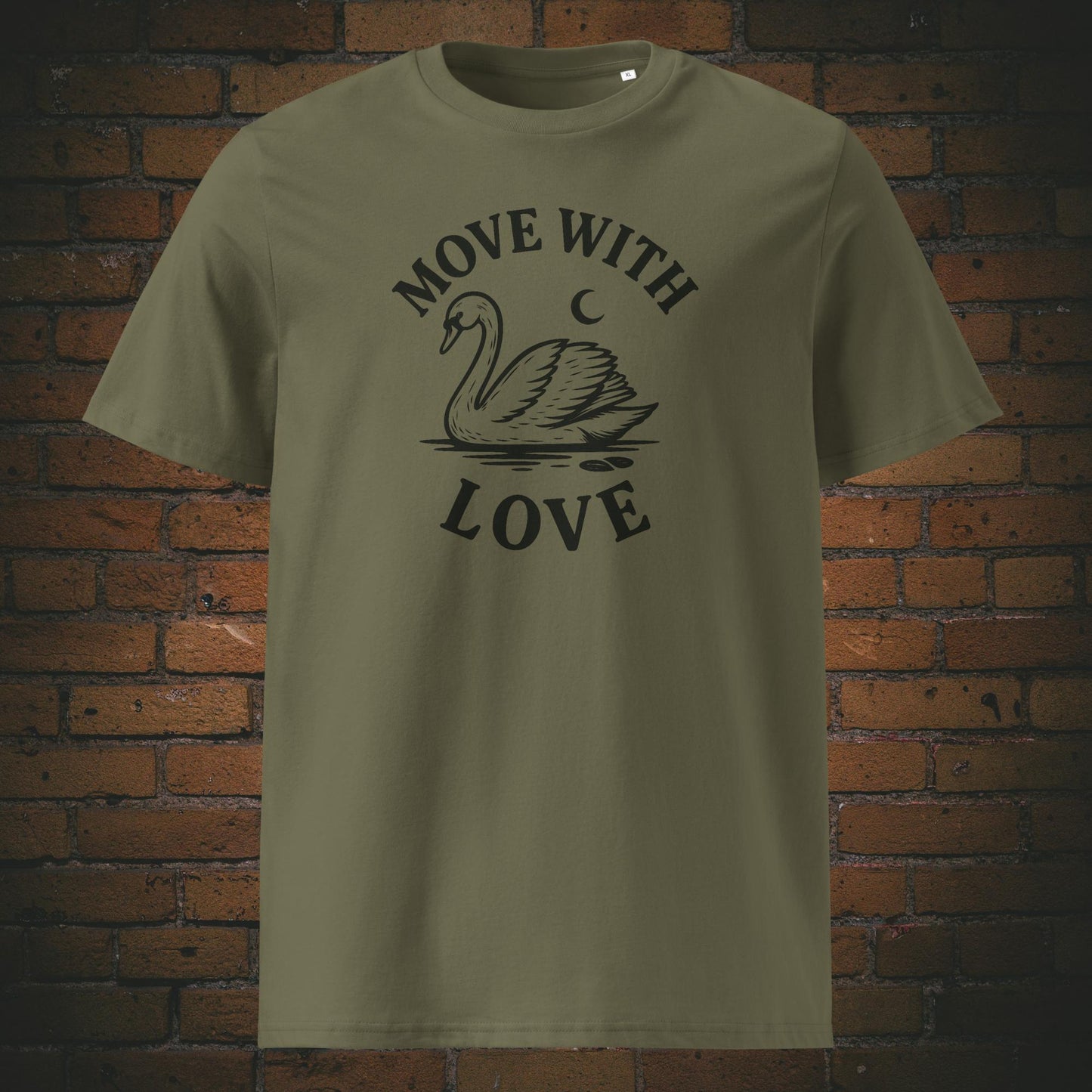 Schwan Shirt minmalistisch mit Spruch - T-Shirt hat die Farbe: khaki