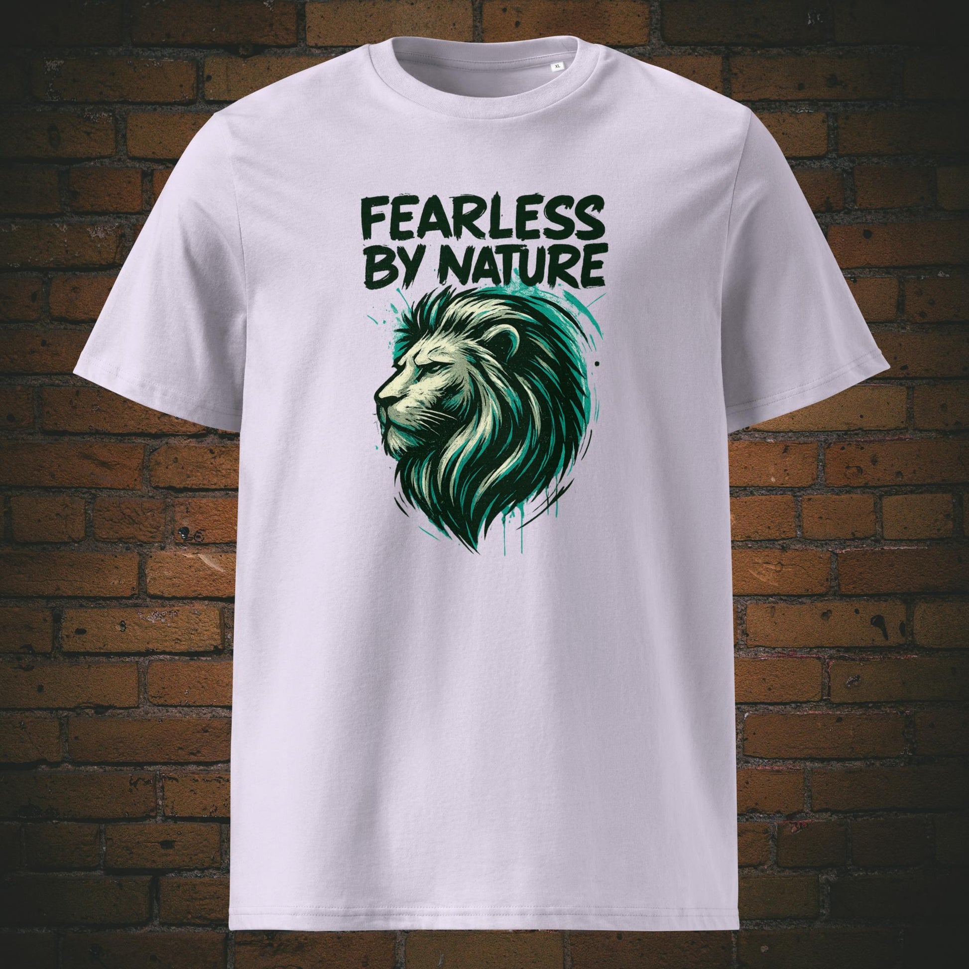 Löwenkopf Shirt mit Spruch - T-Shirt hat die Farbe Lavendelfarben