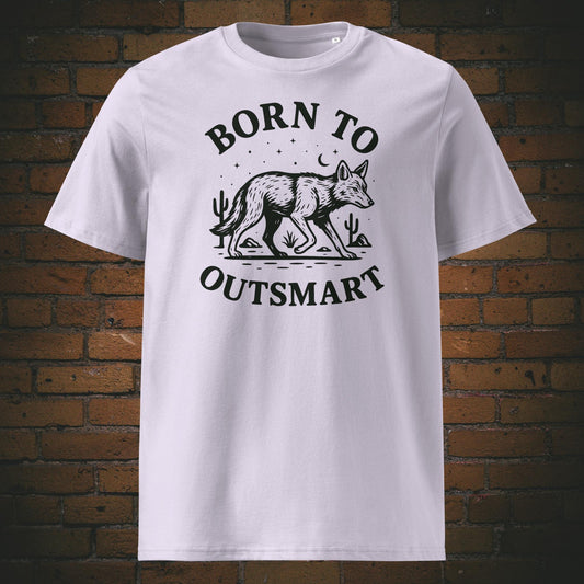 Minimalistisches Coyote Shirt mit Spruch - gedruckt auf Bio-Baumwolle - T-Shirt Farbe: Lavendel